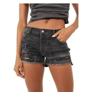 Free People Maggie Mid Rise Short Distressed Denim Cut-Off